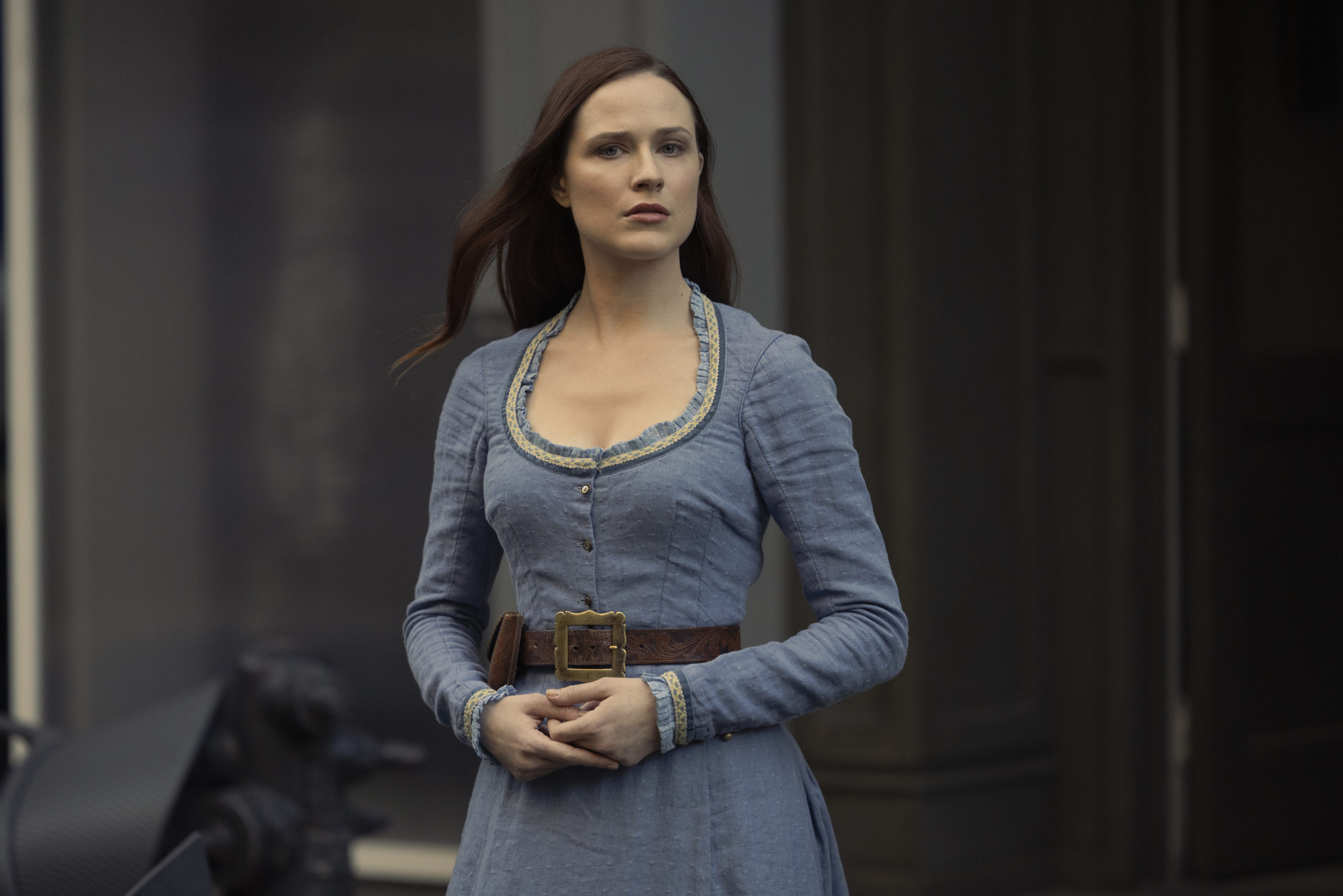 Evan Rachel Wood as Dolores Abernathy in Westworld